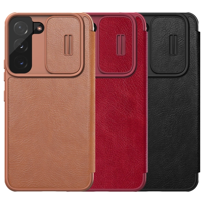 Nillkin Qin Leather Pro Case etui do Samsung Galaxy S22+ (S22 Plus) osłona na aparat kabura pokrowiec obudowa z klapką czarny