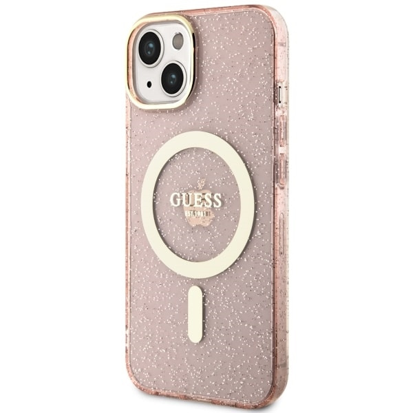 Etui Guess GUHMP14MHCMCGP iPhone 14 Plus 6.7" różowy/pink hardcase Glitter Gold MagSafe Case