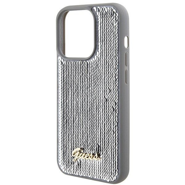 Etui Guess GUHCP15XPSFDGSS iPhone 15 Pro Max 6.7" srebrny/silver hardcase Sequin Script Metal Case