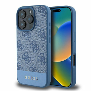 Etui Guess iPhone 16 Pro Max niebieski/blue HC 4G PU Bottom Stripe