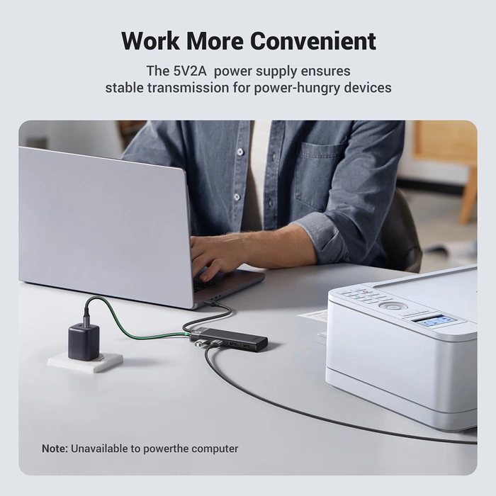 Adapter, hub USB-A do 4x USB-A UGREEN CM653 (szary)