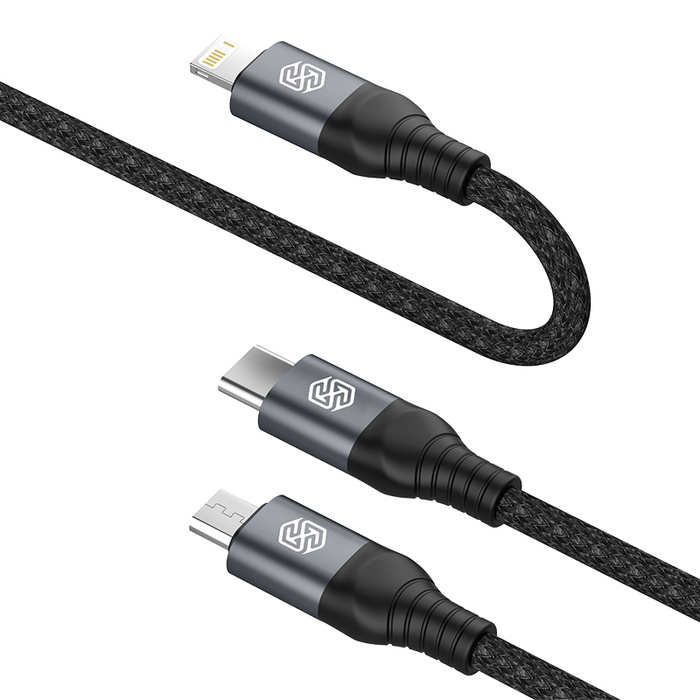 Kabel NILLKIN SWIFT PRO 3w1 4.4A 1.5M, BLACK / CZARNY