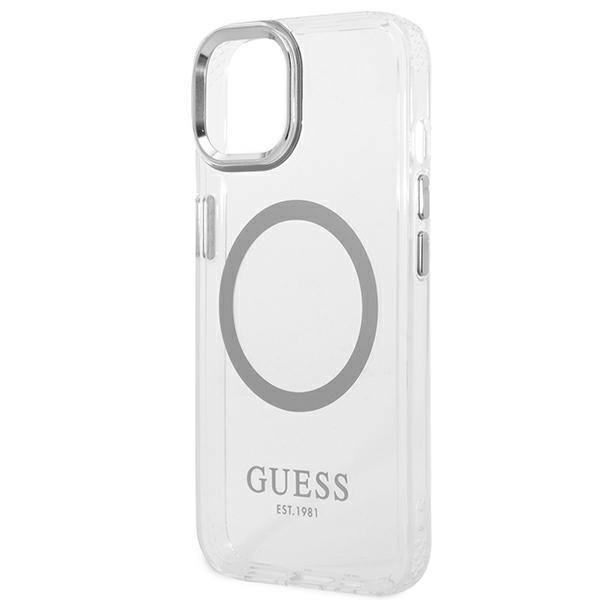 Etui GUESS Apple iPhone 14 Plus Metal Outline Magsafe Srebrny Hardcase