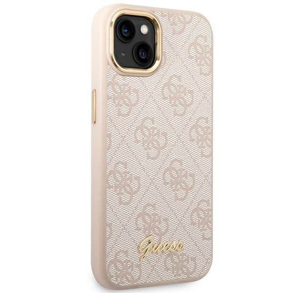 Etui GUESS Apple iPhone 14 4G Vintage Gold Logo Różowy Hardcase