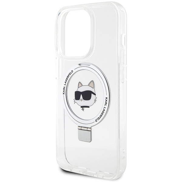 Etui Karl Lagerfeld KLHMP15LHMRSCHH iPhone 15 Pro 6.1" biały/white hardcase Ring Stand Choupette Head MagSafe Case