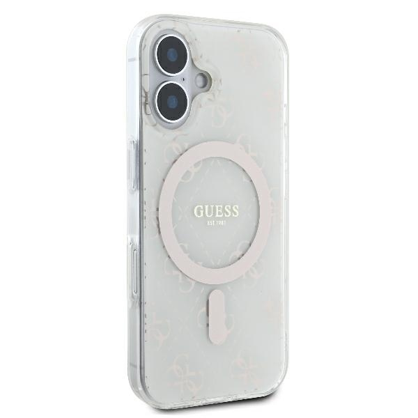 Etui Guess iPhone 16 6.1" biały/white hardcase IML 4G Background MagSafe