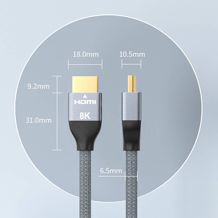 Wozinsky kabel HDMI 2.1 8K 60 Hz 48 Gbps / 4K 120 Hz / 2K 144 Hz 3m srebrny (WHDMI-30)