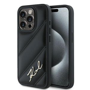 Karl Lagerfeld KLHCP15LPQDSMGK iPhone 15 Pro 6.1" czarny/black hardcase Diagonal Quilted Script