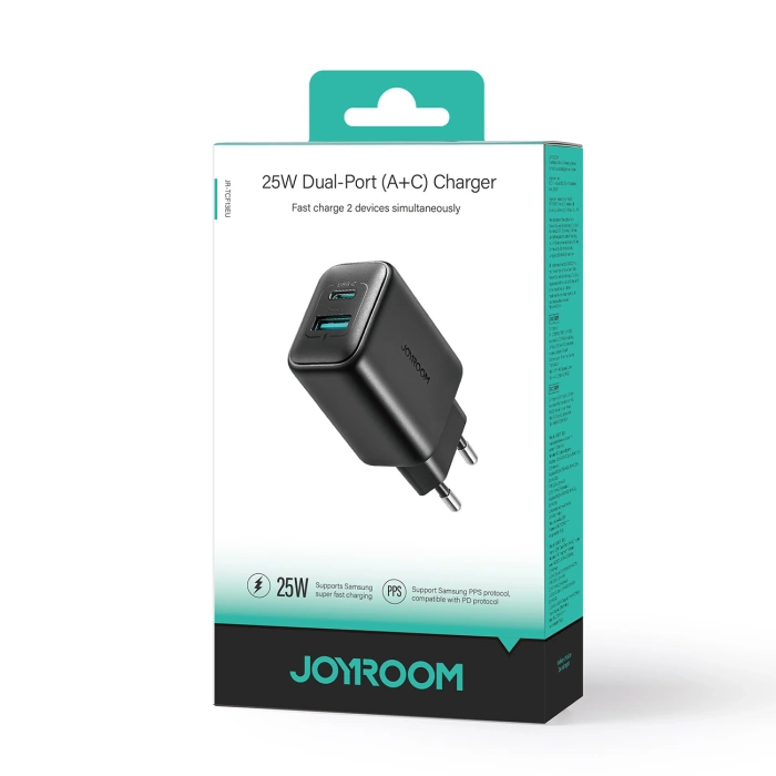 Ładowarka Joyroom JR-TCF13 sieciowa USB-C / USB-A 25W SFC / PPS / PD - czarna