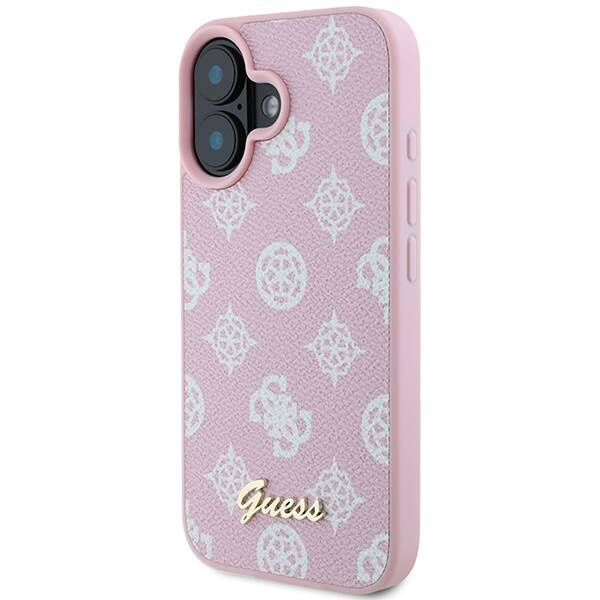 Etui Guess iPhone 16 Plus 6.7" różowy/pink hardcase Peony Script Logo MagSafe