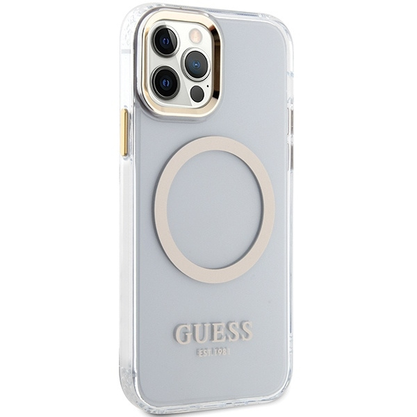 Etui Guess GUHMP12MHTRMD iPhone 12/12 Pro 6.1" złoty/gold hardcase Metal Outline Magsafe Case