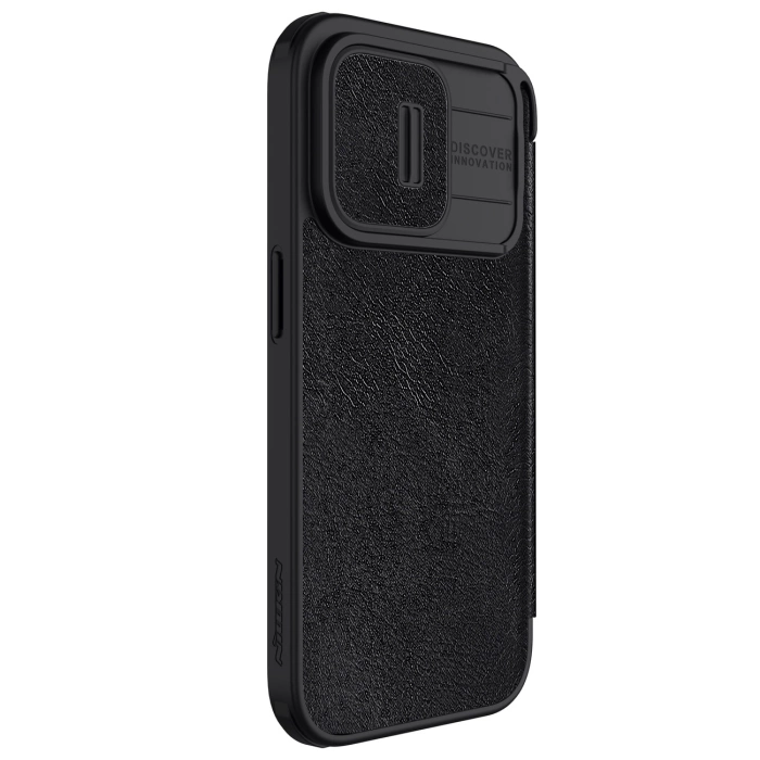 Nillkin Qin Pro Leather Case Iphone 15 Pro (6.1), BLACK / CZARNY