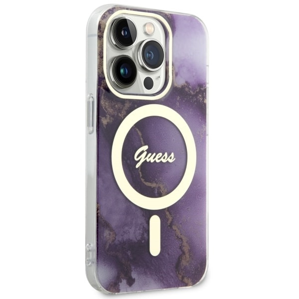 Etui Guess GUHMP14LHTMRSU iPhone 14 Pro 6.1" purpurowy/purple hardcase Golden Marble MagSafe Case