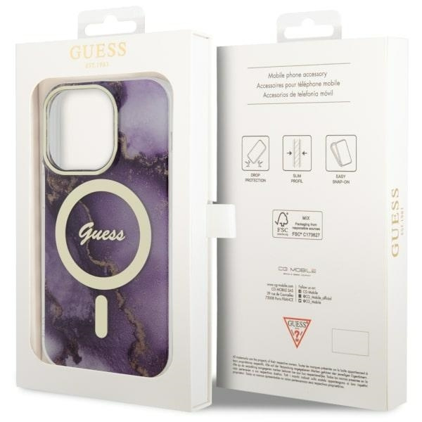 Etui Guess GUHMP14LHTMRSU iPhone 14 Pro 6.1" purpurowy/purple hardcase Golden Marble MagSafe Case