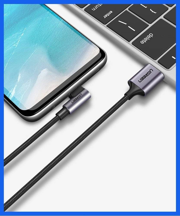 Ugreen kątowy kabel przewód USB - USB Typ C 1m 3A szary (50941)