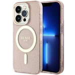 Etui Guess GUHMP14LHCMCGP iPhone 14 Pro 6.1" różowy/pink hardcase Glitter Gold MagSafe Case