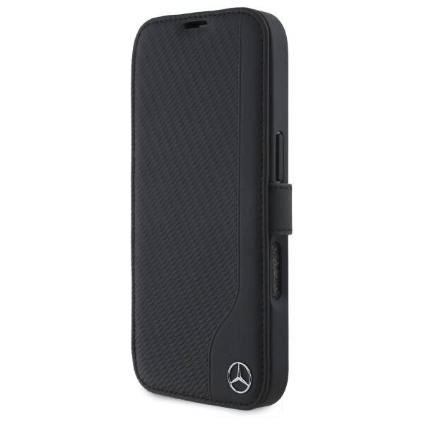 Etui Mercedes iPhone 16 Pro    6.3" czarny/black Leather Wood Imitation