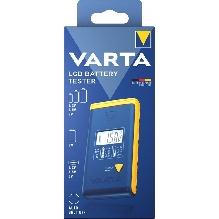 VARTA tester baterii z wyświetlaczem (AA, AAA, Typ C, Typ D, 9V, guzikowe) 893101111 niebieski