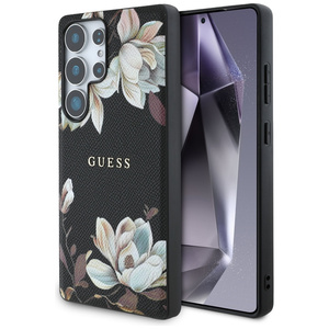 Etui Guess Grained Printed Flower         Pattern MagSafe do Samsung Galaxy S25 Ultra czarny