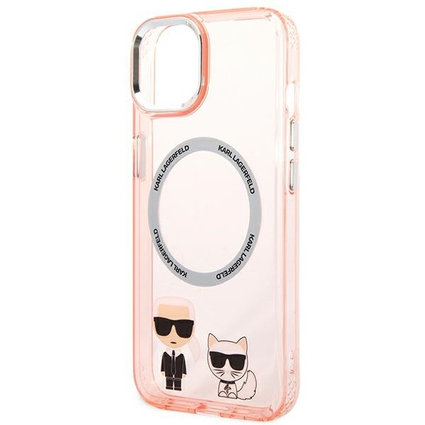 Etui KARL LAGERFELD Apple iPhone 14 Karl & Choupette Aluminium Magsafe Różowy Hardcase