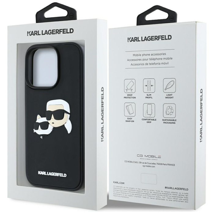 Etui Karl Lagerfeld HC 3D Rubber Double   Heads do iPhone 16 Pro czarny