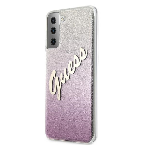 Etui GUESS Samsung Galaxy S21 Plus Glitter Gradient Script Różowy Hardcase