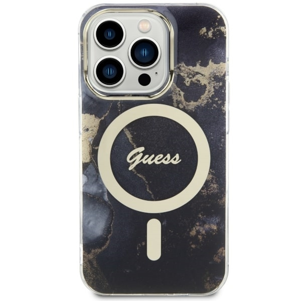 Etui Guess GUHMP14LHTMRSK iPhone 14 Pro 6.1" czarny/black hardcase Golden Marble MagSafe Case