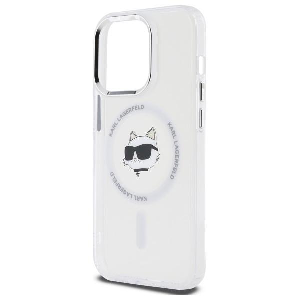 Karl Lagerfeld KLHMP14LHLSCHH iPhone 14   Pro 6.1" biały/white hardcase IML Metal Choupette Head MagSafe