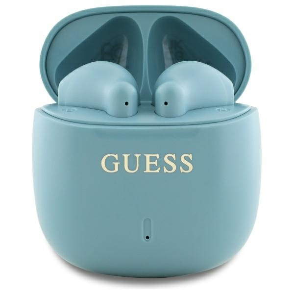 Guess słuchawki Bluetooth GUTWSJ14ESGQ    TWS + stacja dokująca turkusowy/turquoise Printed Classic Logo