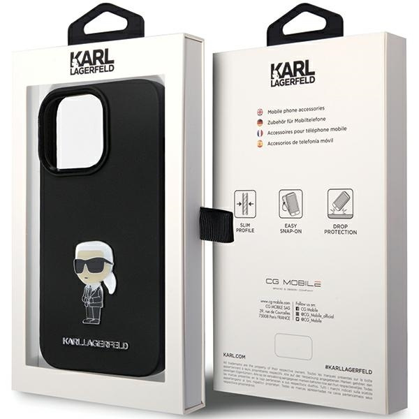 Etui Karl Lagerfeld KLHCP13LSMHKNPK iPhone 13 Pro / 13 6.1" czarny/black Silicone Ikonik Metal Pin