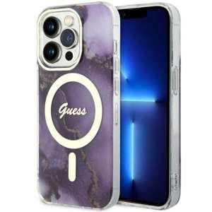 Etui Guess GUHMP14XHTMRSU iPhone 14 Pro Max 6.7" purpurowy/purple hardcase Golden Marble MagSafe Case