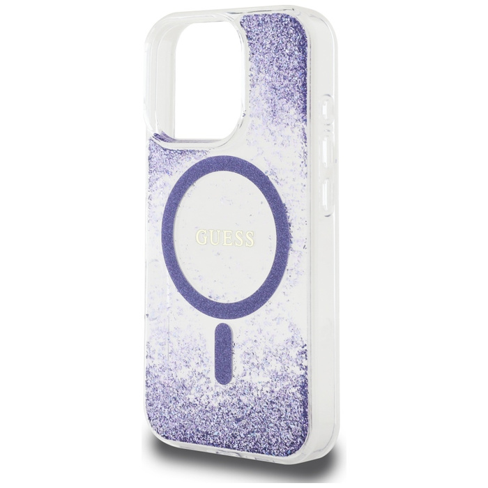 Etui Guess HC Resin Bottom Glitter do     iPhone 16 Pro Max MagSafe fioletowy