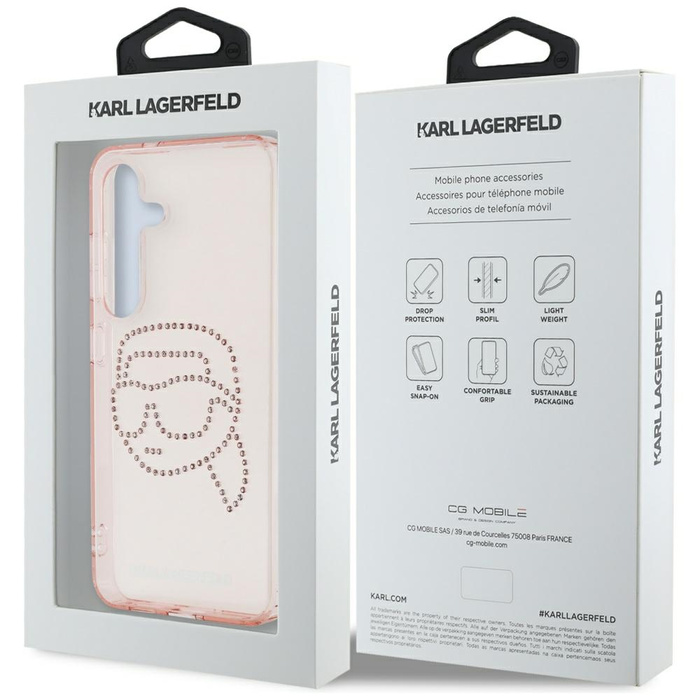 Etui Karl Lagerfeld Rhinestones K. Head   Logo do Samsung Galaxy S25 różowy