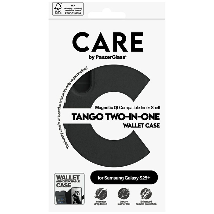 Etui CARE by PanzerGlass Feature Tango    2w1 Wallet do Samsung Galaxy S25+ czarny