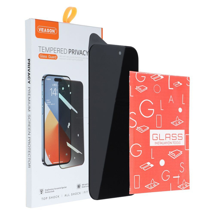 Szkło Hartowane 6D Pro Veason Privacy Glass - do Iphone 12 Pro Max czarny