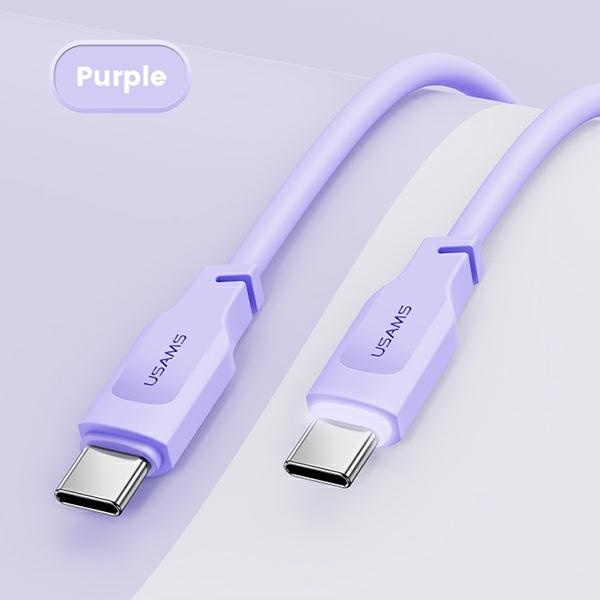 USAMS Kabel USB-C na USB-C PD Fast Charging 1,2m 100W Lithe Series purpurowy/purple SJ567USB03 (US-SJ567)