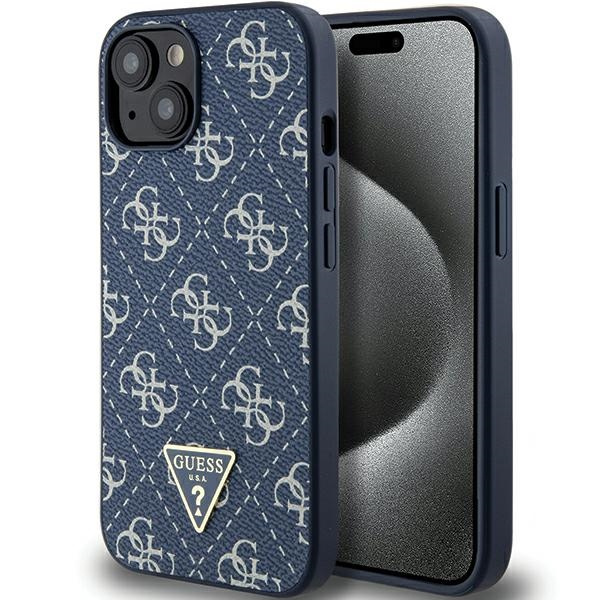 Etui Guess GUHCP15SPG4GPB iPhone 15 / 14 / 13 6.1" niebieski/blue hardcase 4G Triangle Metal Logo Case