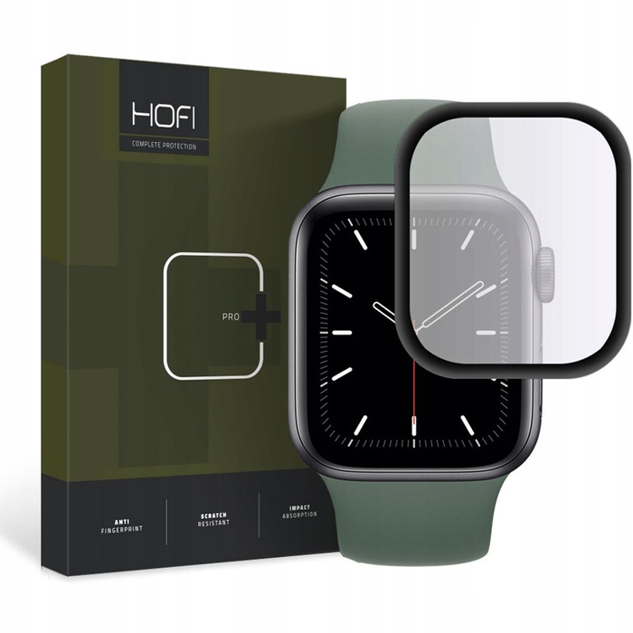 Szkło Hybrydowe HOFI Hybrid Glass Apple Watch 4 5 6 SE 44mm Black Czarne