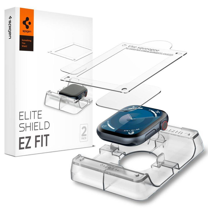 SZKŁO HYBRYDOWE SPIGEN ELITE SHIELD ”EZ FIT” 2-PACK APPLE WATCH 10 (46 MM) CLEAR