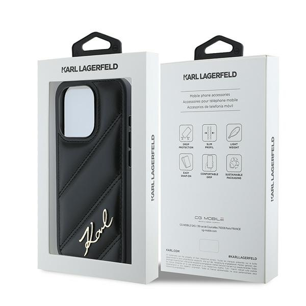 Karl Lagerfeld KLHCP15LPQDSMGK iPhone 15 Pro 6.1" czarny/black hardcase Diagonal Quilted Script