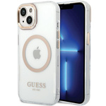 Guess GUHMP15MHTRMD iPhone 15 Plus / 14 Plus 6.7" złoty/gold hard case Metal Outline Magsafe