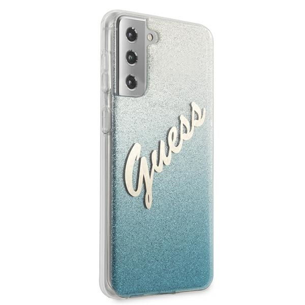 Etui GUESS Samsung Galaxy S21 Plus Glitter Gradient Script Niebieski Hardcase