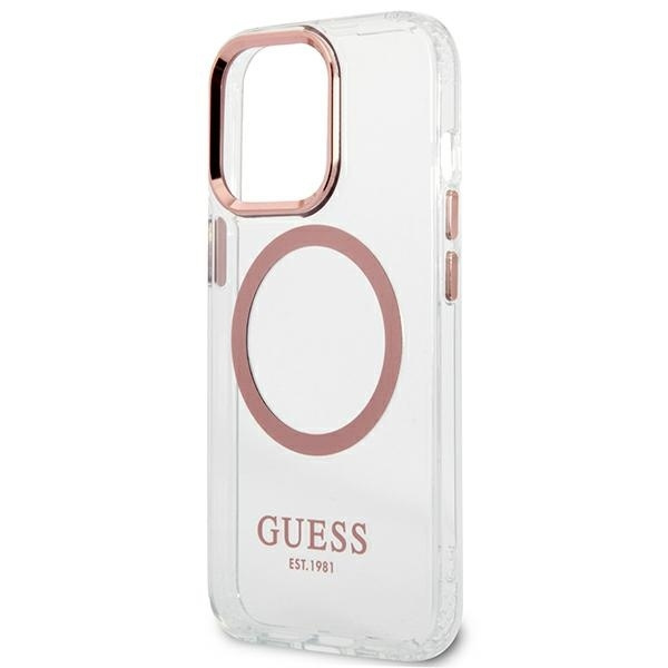 Etui GUESS Apple iPhone 13 13 Pro Metal Outline Magsafe Różowy Hardcase