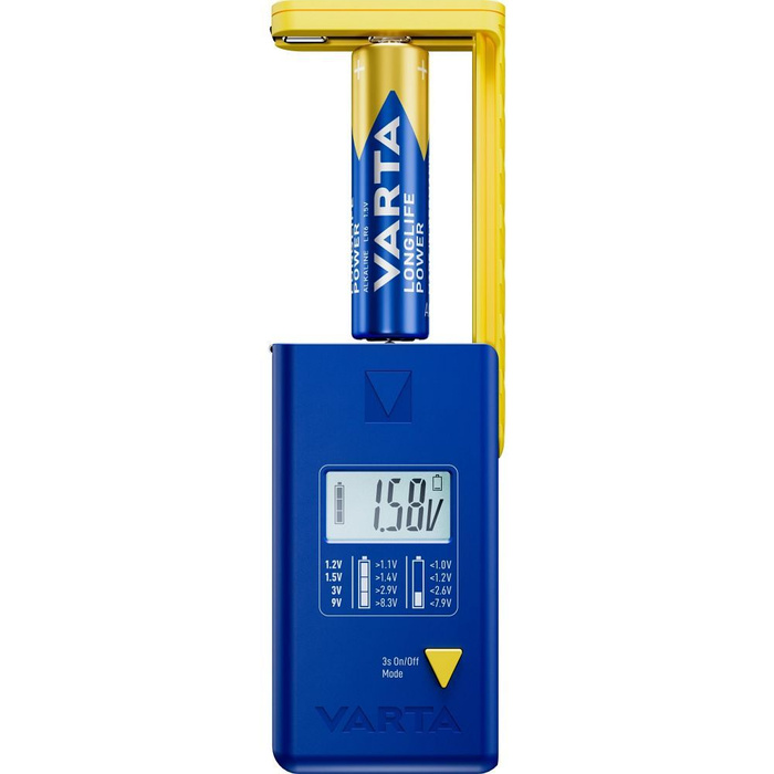 VARTA tester baterii z wyświetlaczem (AA, AAA, Typ C, Typ D, 9V, guzikowe) 893101111 niebieski