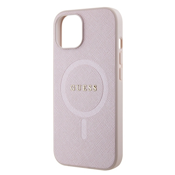 Etui Guess GUHMP15SPSAHMCP iPhone 15 6.1" różowy/pink hardcase Saffiano MagSafe Case