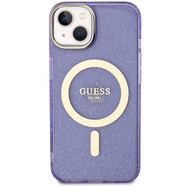 Etui Guess GUHMP14MHCMCGU iPhone 14 Plus 6.7" purpurowy/purple hardcase Glitter Gold MagSafe Case