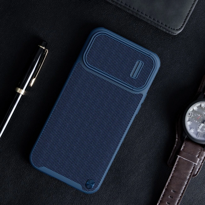 Nillkin Textured S Case etui iPhone 14 Pro pancerny pokrowiec z osłoną na aparat zielony