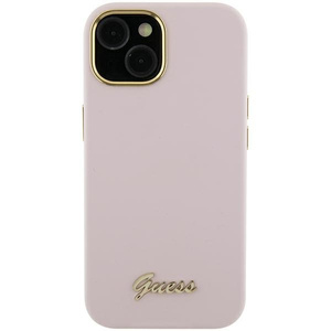 Etui Guess GUHCP15LSMBSLP iPhone 15 Pro 6.1" różowy/pink hardcase Silicone Script Metal Logo & Frame Case