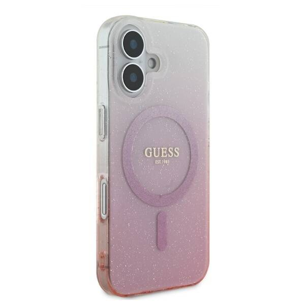 Etui Guess iPhone 16 Plus 6.7" różowy/pink hardcase IML Glitter Gradient MagSafe