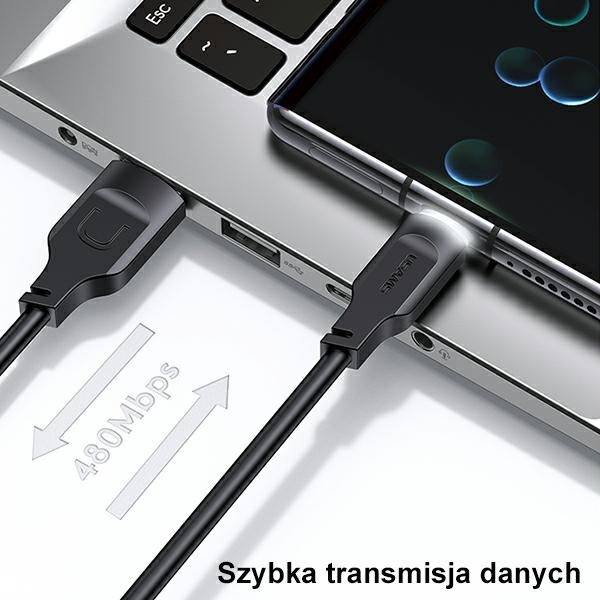 USAMS Kabel USB-C PD Fast Charging 1,2m 6A Lithe Series czarny/black SJ568USB01(US-SJ568)